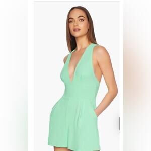 NWT Susana Monaco Cross Back V-Neck Romper in Lovebird.  Size L